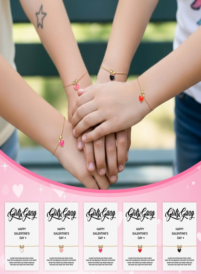 Ferreve 5 Pack Galentines Day Gifts Bulk Heart Friendship Bracelets Adjustable Valentines Day Gifts Party Favors for Friends Women (Exquisite Style) - Image 5